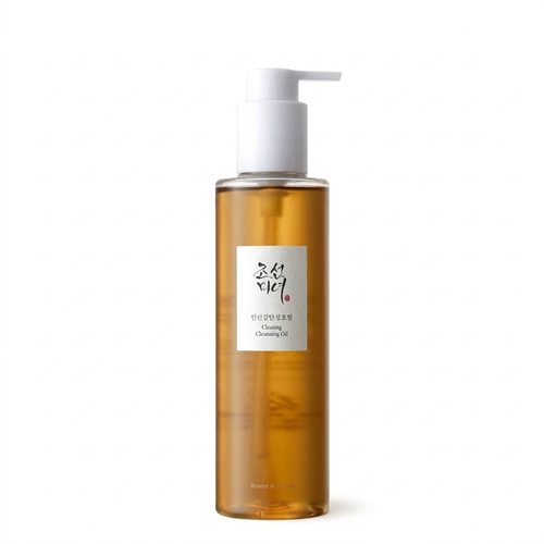 Beauty of Joseon Ginseng Cleansing Oil — amber oil-cleanser bottle. Melts away sunscreen and makeup as your first evening step.